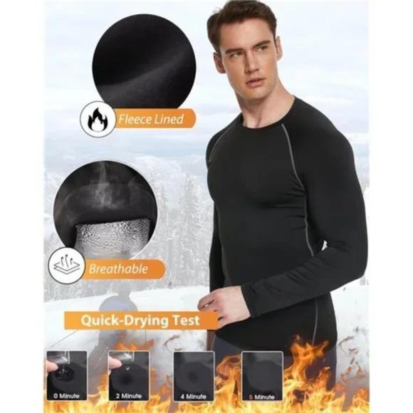 New 5 Pack Men's Thermal Compression Shirt Fleece Lined Long Sleeve - Picture 7 of 8